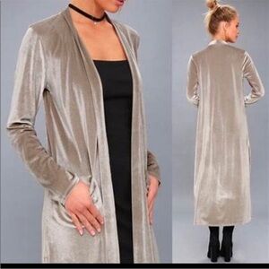 Young Broke & Fabulous Velvet Long Duster Cardigan Size XS